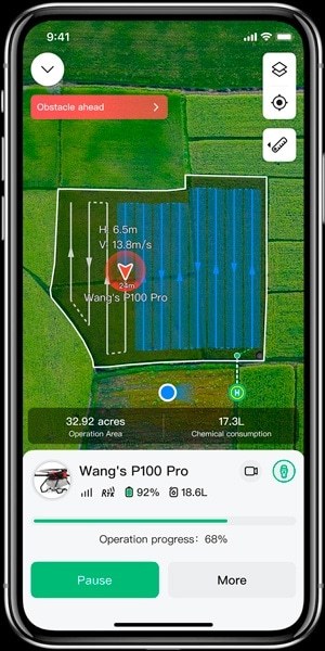 Captura de la pantalla de la configuración de obstáculos de la APP XAG One en teléfono móvil