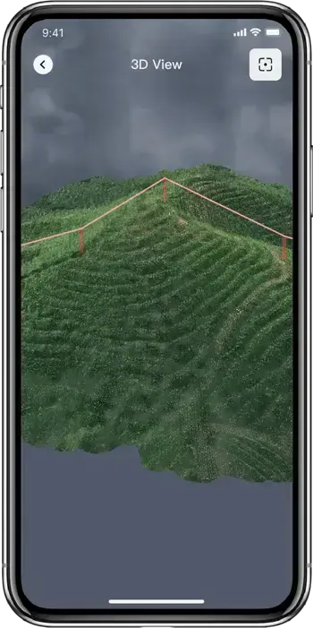 Previsualización del modelo 3D para terreno montañoso